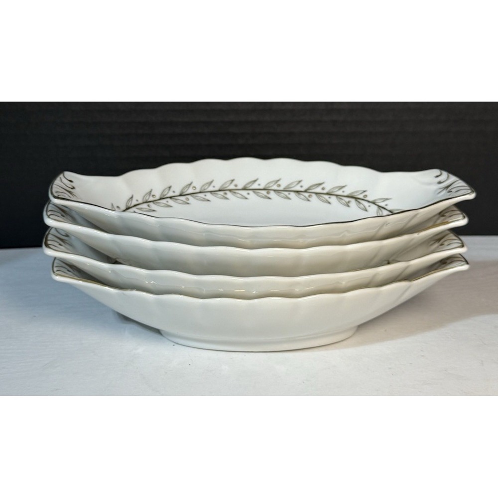 Mint Vintage Lefton Golden Laurel Swirl Edge Gold Trim Relish Dish KF2531